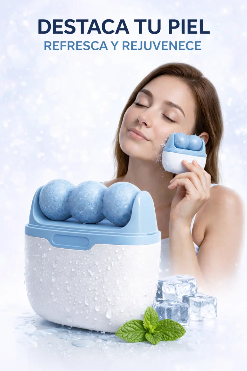 Rodillo Facial de Hielo 2 en 1 – Rejuvenece, Desinflama e ilumina tu Piel ⭐