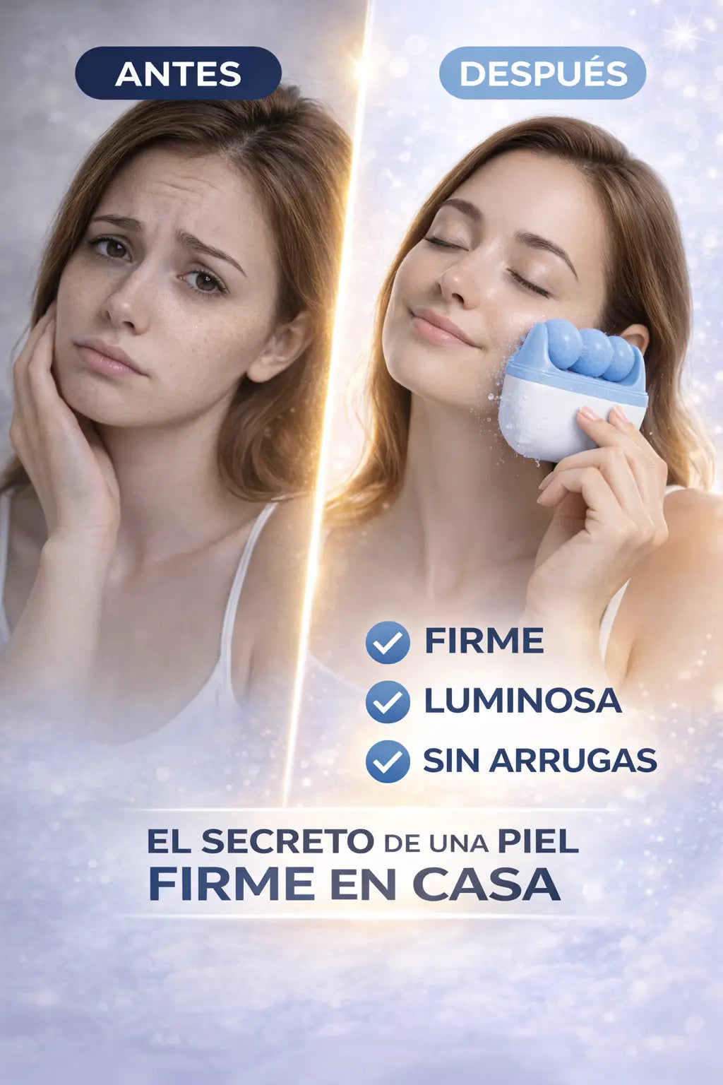 Rodillo Facial de Hielo 2 en 1 – Rejuvenece, Desinflama e ilumina tu Piel ⭐