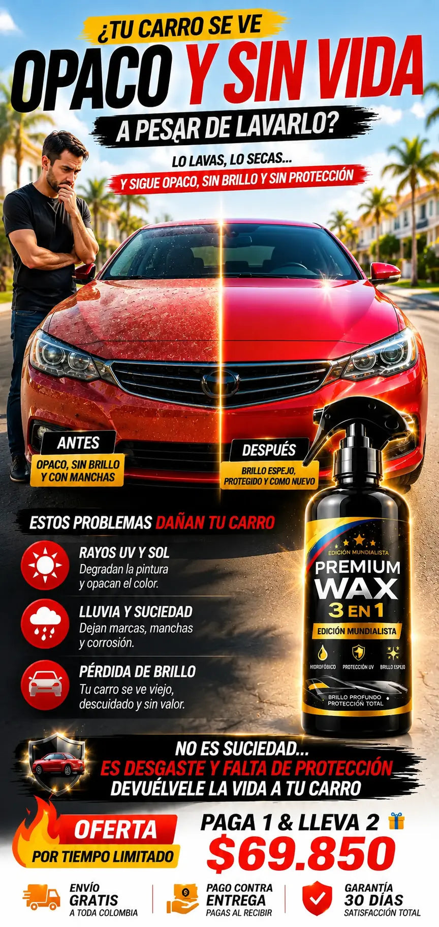 🌟Premium Wax 3 en 1 | ⭐🚘 Recupera el Brillo Tipo Espejo y Protege la Pintura de tu Carro🚘⭐