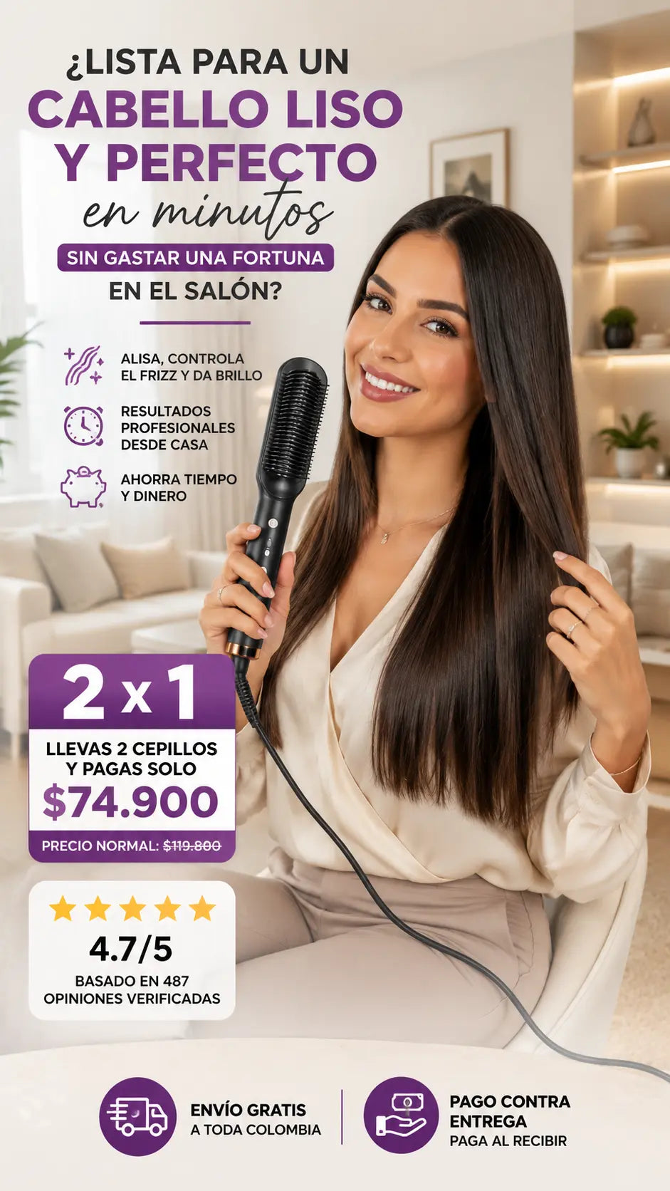 “Cabello liso en minutos sin dañar tu pelo ✨”