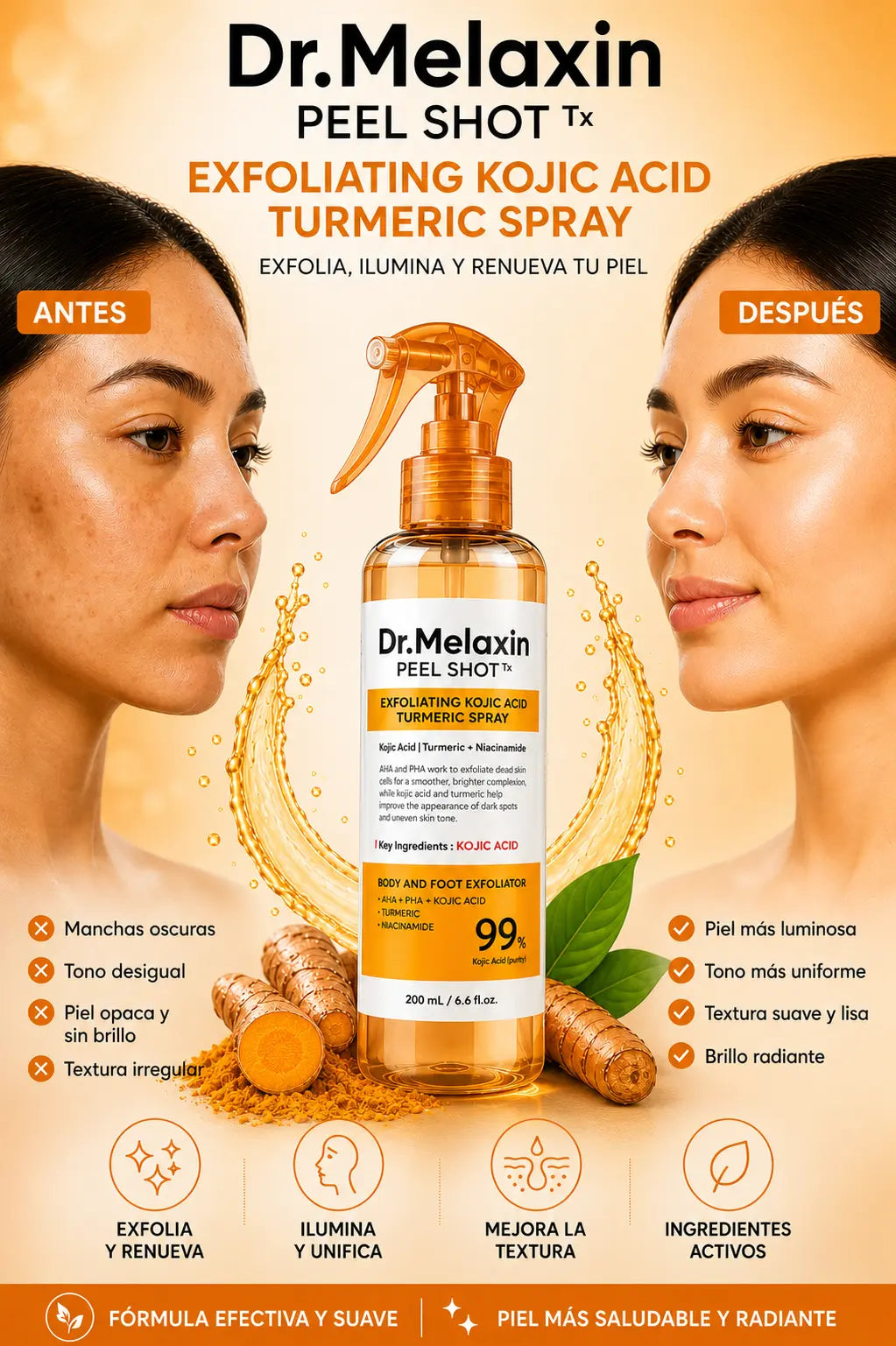 🔥✨ Dr. Melaxin Peel Shot TX – Spray Exfoliante Iluminador para Manchas y Piel Radiante en Días ✨🔥