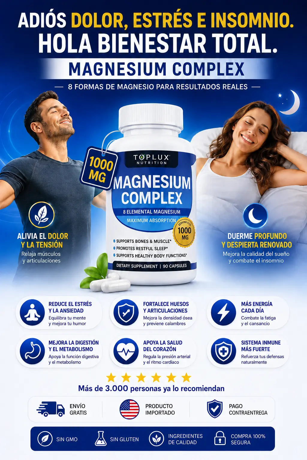 ⚡ ¿Te Despiertas Cansado? Recupera Tu Energía con Magnesium Complex 1000mg ⚡