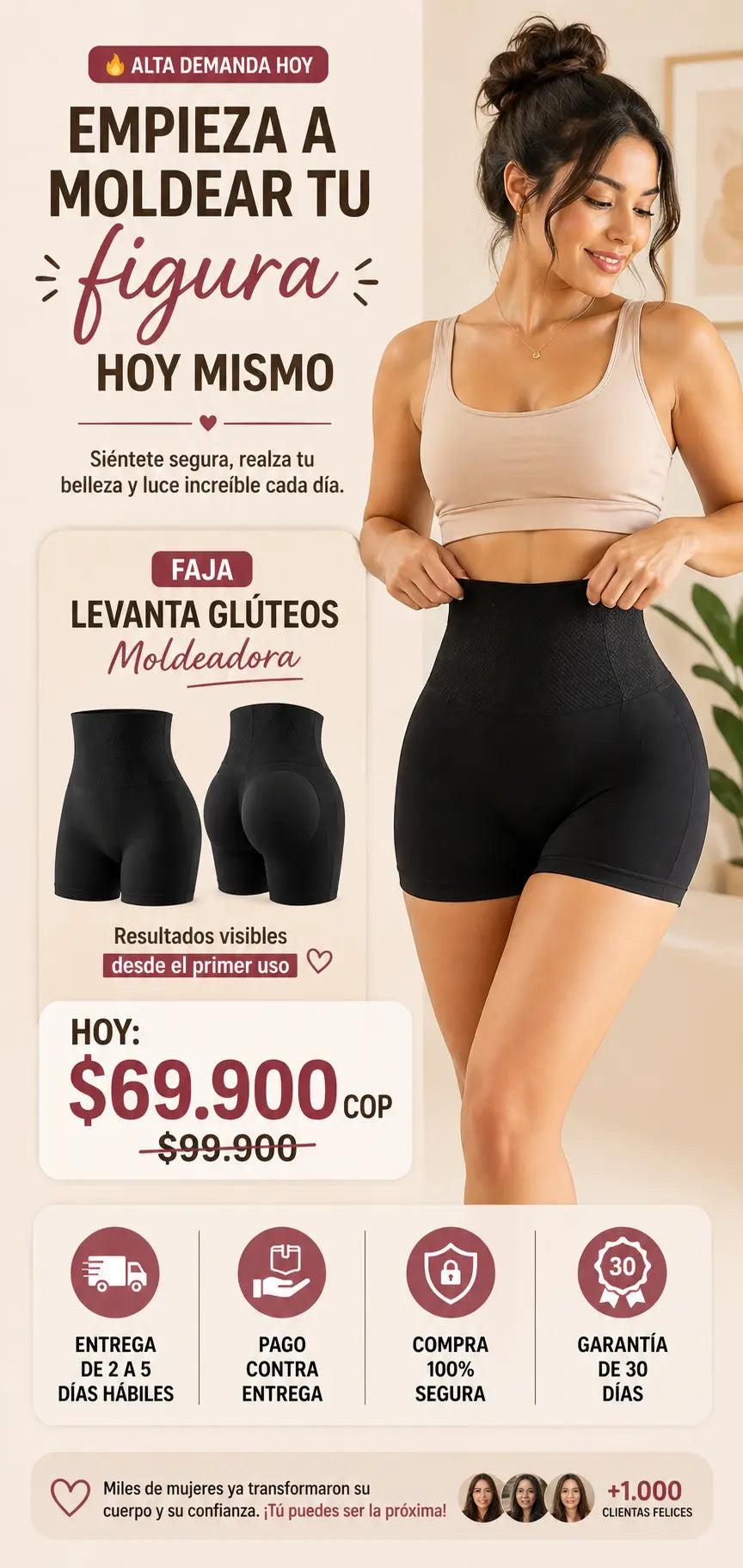 Levantacola con Faja – Push Up + Control Abdomen 🍑✨